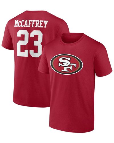 Fanatics Christian Mccaffrey San Francisco 49ers Player Icon Name And Number T-shirt - Red