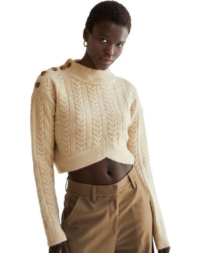 Crescent Oliva Mock Neck Crop Sweater - Natural