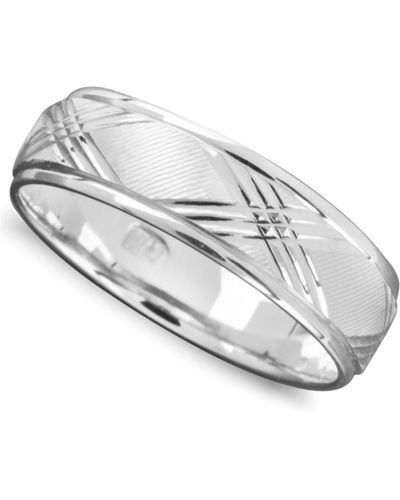 Macy's Men's 14k White Gold Ring, X Engraved Band (size 6-13) - Multicolor
