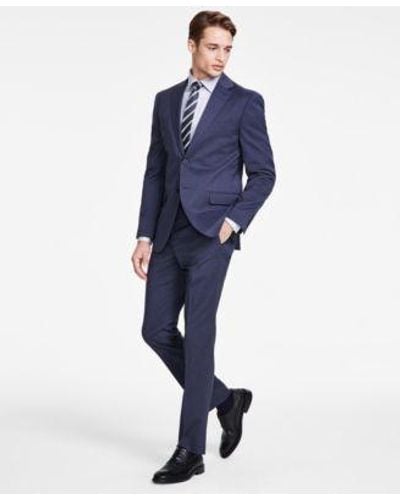 DKNY Modern Fit Mini Check Suit Separates - Blue