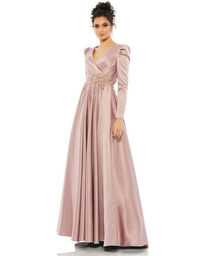 Mac Duggal Long Sleeve Gown - Pink