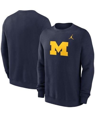 Nike Michigan Wolverines Primetime Evergreen Fleece Pullover Sweatshirt - Blue