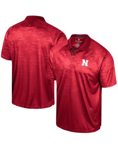 Colosseum Athletics Nebraska Huskers Honeycomb Raglan Polo Shirt - Red