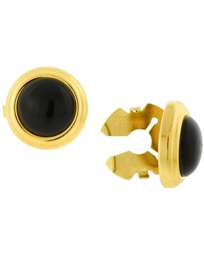 1928 Jewelry 14k Gold Plated Round Button Covers - Black