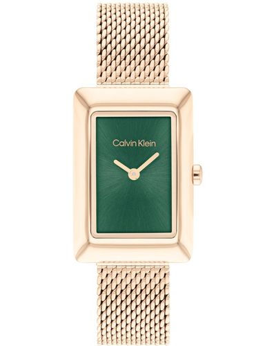 Calvin Klein Two Hand -tone Stainless Steel Mesh Bracelet Watch 22.5mm - Green