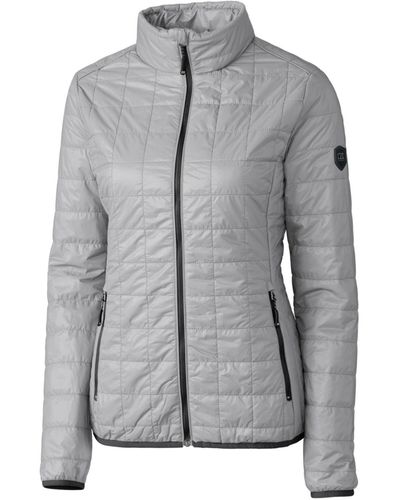 Cutter & Buck Plus Size Rainier Primaloft Eco Insulated Full Zip Puffer Jacket - Gray
