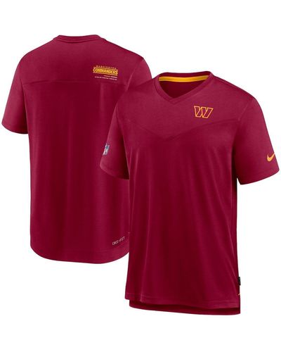 Nike Washington Commanders Sideline Coach Chevron Lock Up Logo V-neck Performance T-shirt - Red