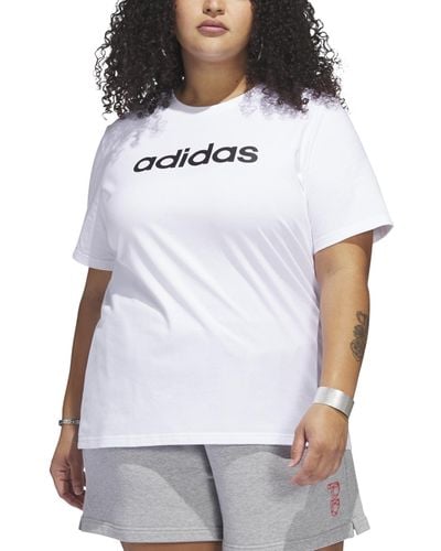 adidas Plus Size Cotton Crewneck Logo-print Tee - White