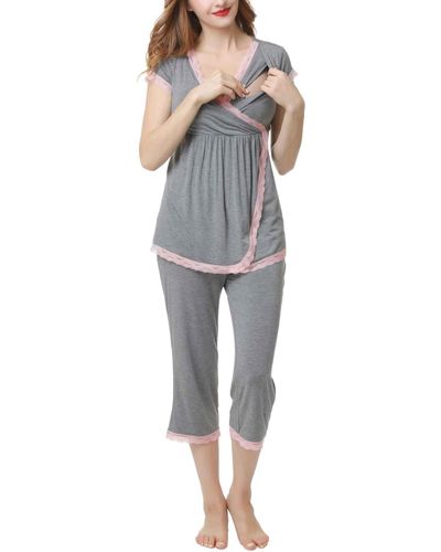 Kimi + Kai Kimi & Kai Cindy Maternity Nursing Pajama Set - Gray