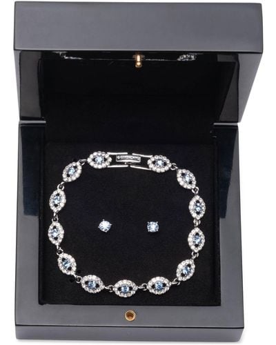 Givenchy Silver-tone 2-pc. Set Stone & Crystal Link Bracelet & Crystal Stud Earrings - Black