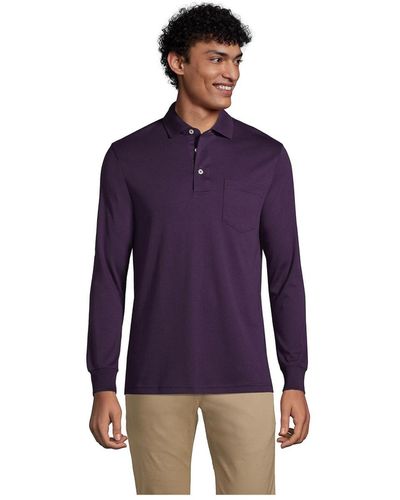Lands' End Tall Long Sleeve Super Soft Supima Polo Shirt - Purple