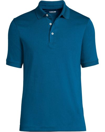 Lands' End Tall Short Sleeve Super Soft Supima Polo Shirt - Blue