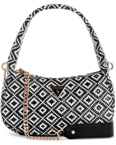 Guess Rianee Small Woven Hobo - Black