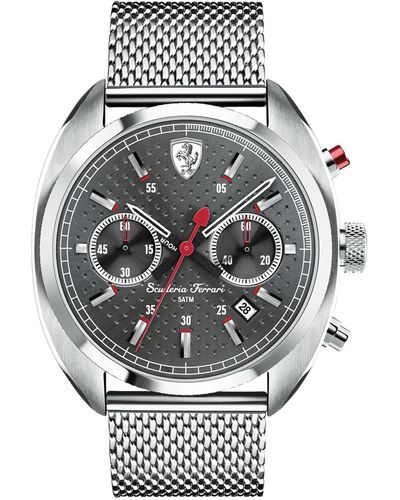 Ferrari Scuderia Men's Chronograph Formula Sportiva Stainless Steel Mesh Bracelet Watch 43mm 830214 - Metallic