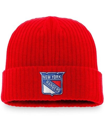 Fanatics Red New York Rangers Core Primary Logo Cuffed Knit Hat