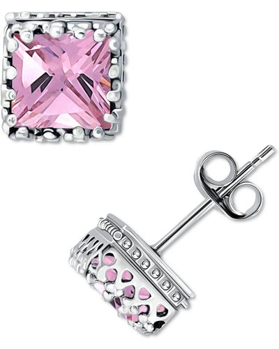 Giani Bernini Cubic Zirconia Princess Stud Earrings - Pink