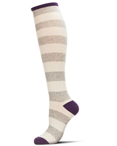 Memoi Shaded Stripes Cashmere Blend Knee High Socks - Gray