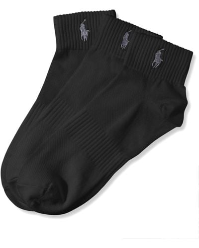 Polo Ralph Lauren Men's Athletic Quarter Socks 3-pack - Black