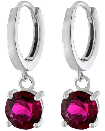 Giani Bernini Fine Crystal 6mm Drop Hoop Earrings - Red