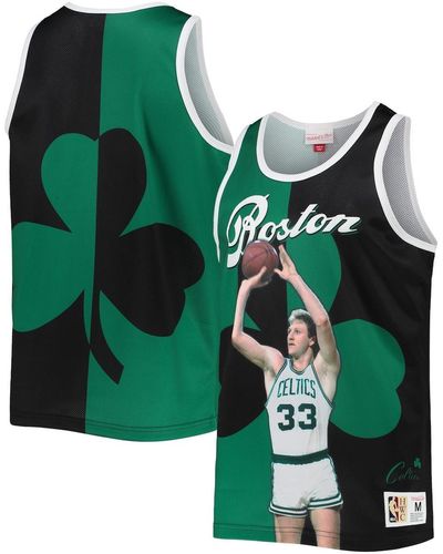 Mitchell & Ness Larry Bird Kelly Green And Black Boston Celtics Sublimated Player Tank Top
