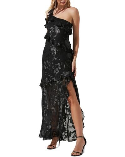 Astr Andrea Floral Ruffle-trim Dress - Black