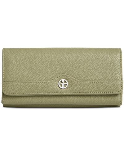 Giani Bernini Pebble Leather Receipt Wallet, Created For Macy's - Green