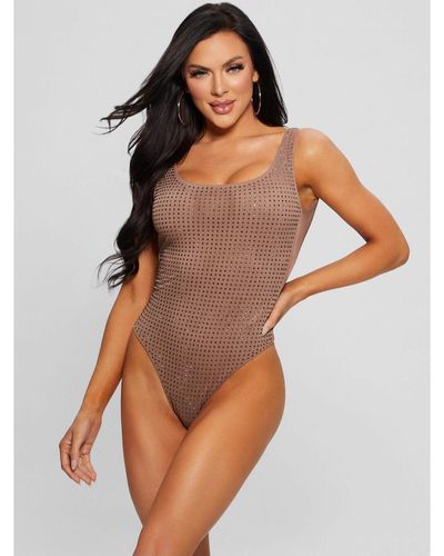 Guess Rhinestone One-piece Swimsuit - Brown