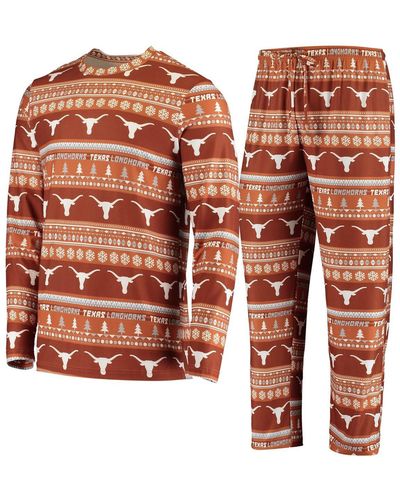 Concepts Sport Texas Texas Longhorns Ugly Sweater Knit Long Sleeve Top And Pant Set - Orange