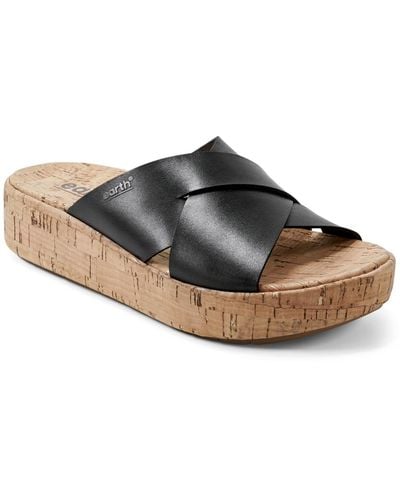 Earth Scout Casual Slip-on Wedge Platform Sandals - Brown