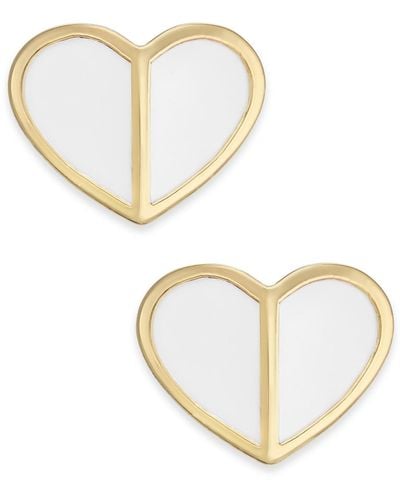 Kate Spade Gold-tone Heart Stud Earrings - White
