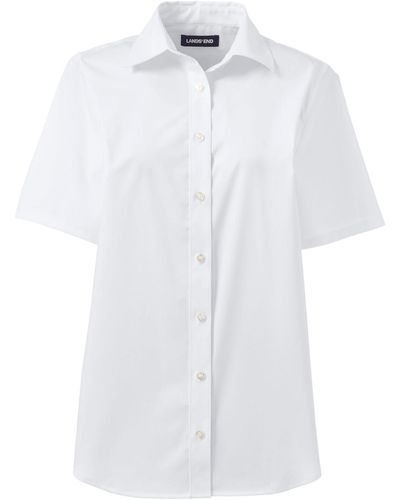Lands' End School Uniform No Gape Short Sleeve Stretch Shirt - White