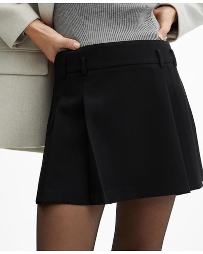 Mango Pleated Mini-skirt - Black