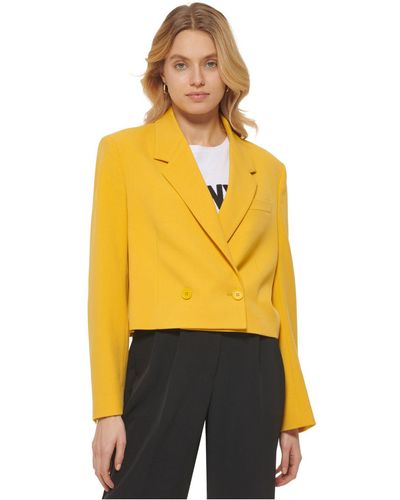 DKNY Cropped Tailored Blazer - Yellow