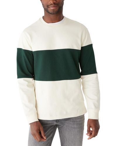 Frank And Oak Relaxed Fit Long Sleeve Rugby Stripe Crewneck Sweater - Green