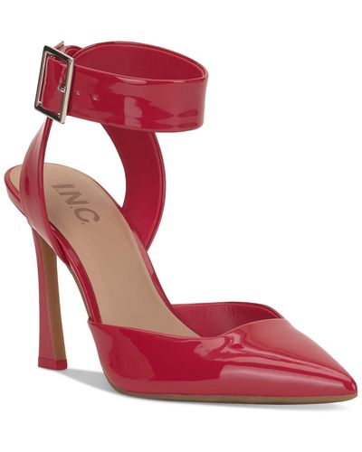 INC International Concepts Ozanna Pointed Toe Ankle Strap Pumps - Red