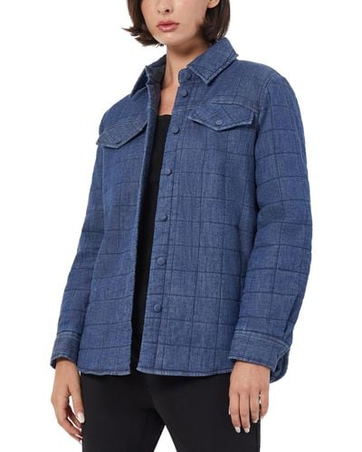 Jones New York Denim Quilted Oversized Shirt Jacket - Blue