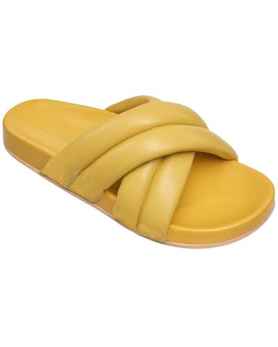 French Connection Hayden Criss-cross Flip Flop Slide Sandals - Yellow