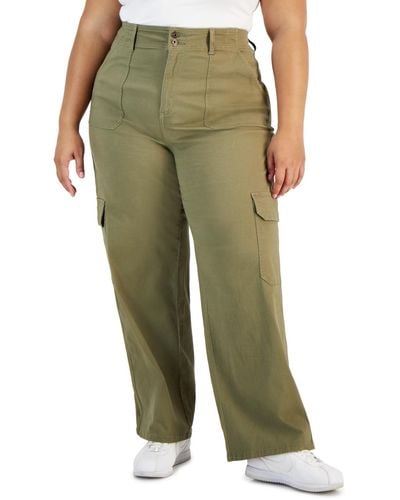 Celebrity Pink Trendy Plus Size Relaxed-fit Straight-leg Cargo Pants - Green