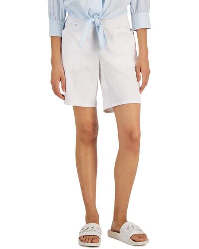 INC International Concepts Curvy Mid Rise Pull-on Bermuda Shorts - White