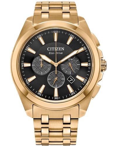 Citizen Eco-drive Chronograph Classic Gold-tone Stainless Steel Bracelet Watch 41mm - Metallic