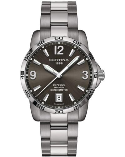 Certina Swiss Ds Podium Titanium Bracelet Watch 40mm - Gray