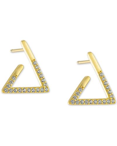 Giani Bernini Cubic Zirconia Open Triangle Stud Earrings In 18k Gold-plated Sterling Silver, Created For Macy's - Metallic