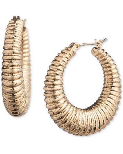 Lauren by Ralph Lauren Gold-tone Small Textured Hoop Earrings - Metallic