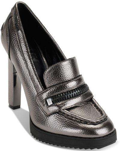 DKNY Julianne Slip-on Zipper Loafer Pumps - Black