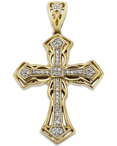 Macy's Men's Diamond Cross Pendant In 10k Gold (1/6 Ct. T.w.) - Metallic