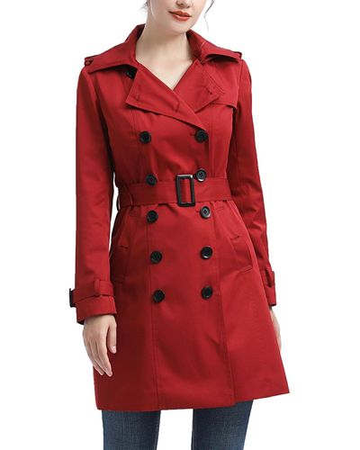 Kimi + Kai Adley Water Resistant Hooded Trench Coat - Red
