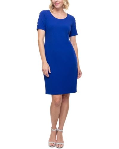 Sl Fashions Beaded-sleeve Sheath Dress - Blue