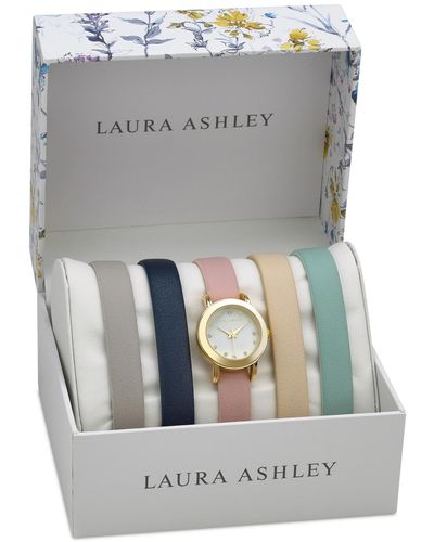 Laura Ashley Quartz -colored Polyurethane Straps Watch 26mm Set - Gray