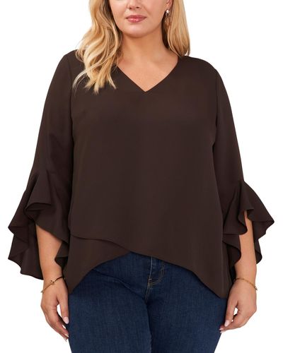 Vince Camuto Plus Size Flutter-sleeve Top in Blue