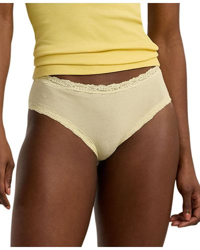 Lauren by Ralph Lauren Cotton & Lace Jersey Hipster Brief Underwear 4l0077 - Yellow
